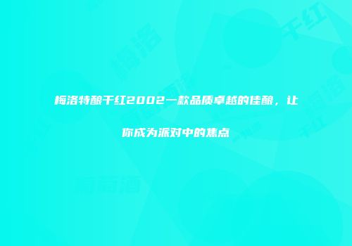 梅洛特酿干红2002一款品质卓越的佳酿，让你成为派对中的焦点