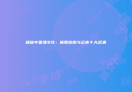 探秘中国酒文化：襄阳佳酿与云南十大名酒