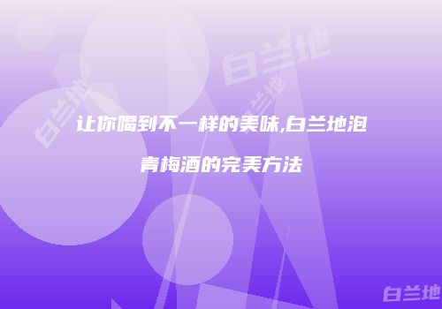 让你喝到不一样的美味,白兰地泡青梅酒的完美方法