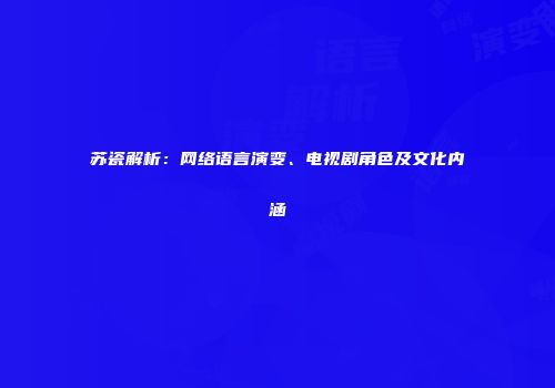 苏瓷解析：网络语言演变、电视剧角色及文化内涵