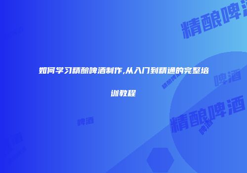 如何学习精酿啤酒制作,从入门到精通的完整培训教程