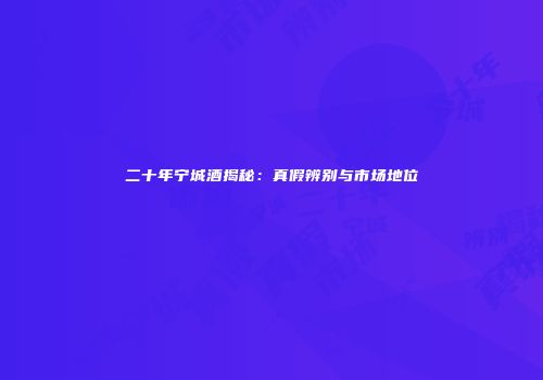 二十年宁城酒揭秘：真假辨别与市场地位