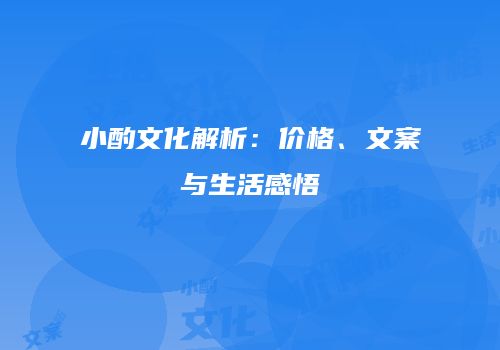 小酌文化解析：价格、文案与生活感悟