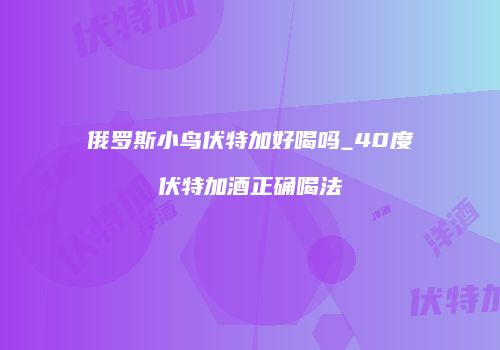 俄罗斯小鸟伏特加好喝吗_40度伏特加酒正确喝法