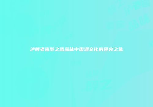 泸牌老窖醉之蓝品味中国酒文化的顶尖之选