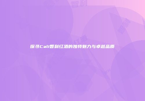 探寻Cali智利红酒的独特魅力与卓越品质