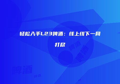 轻松入手L23啤酒：线上线下一网打尽