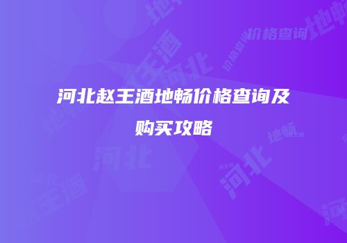河北赵王酒地畅价格查询及购买攻略