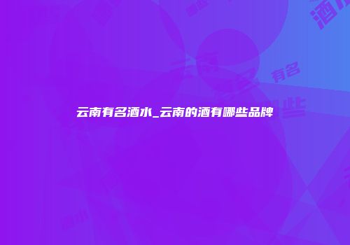 云南有名酒水_云南的酒有哪些品牌