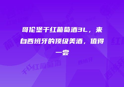 哥伦堡干红葡萄酒3L，来自西班牙的顶级美酒，值得一尝
