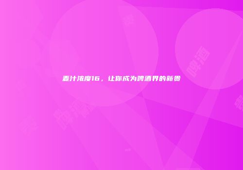 麦汁浓度16，让你成为啤酒界的新贵