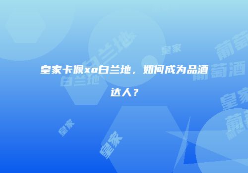 皇家卡佩xo白兰地，如何成为品酒达人？
