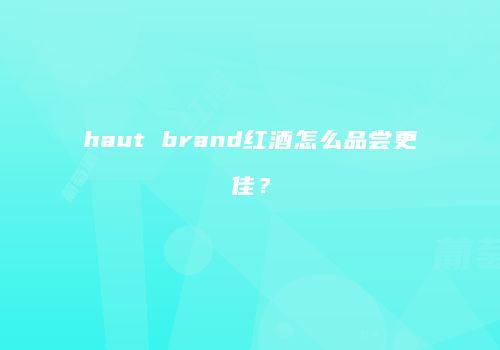 haut brand红酒怎么品尝更佳？
