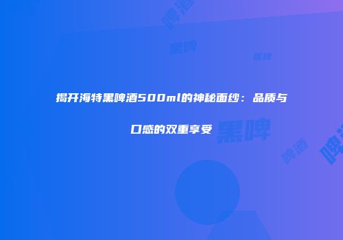 揭开海特黑啤酒500ml的神秘面纱：品质与口感的双重享受