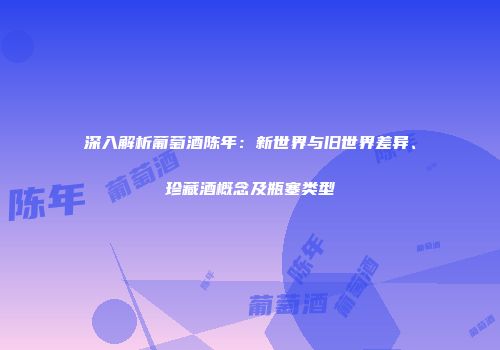 深入解析葡萄酒陈年：新世界与旧世界差异、珍藏酒概念及瓶塞类型