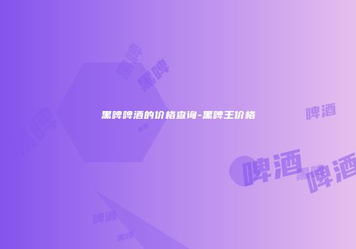 黑啤啤酒的价格查询-黑啤王价格