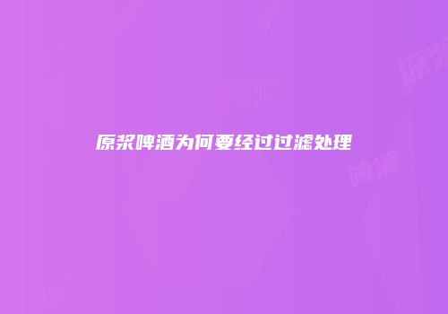 原浆啤酒为何要经过过滤处理