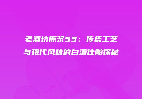 老酒坊原浆53：传统工艺与现代风味的白酒佳酿探秘