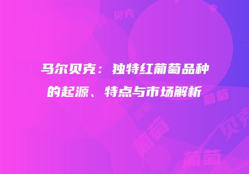 马尔贝克：独特红葡萄品种的起源、特点与市场解析