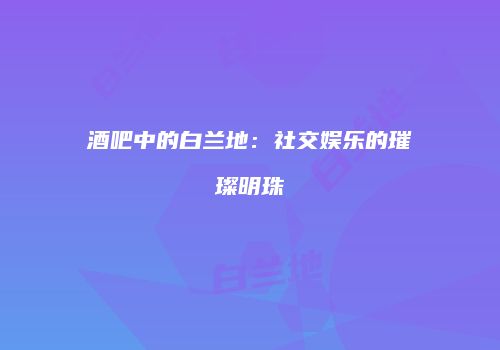 酒吧中的白兰地：社交娱乐的璀璨明珠