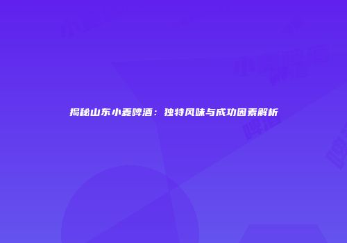 揭秘山东小麦啤酒：独特风味与成功因素解析