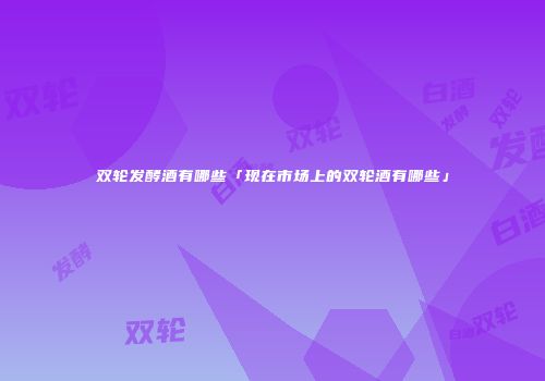 双轮发酵酒有哪些「现在市场上的双轮酒有哪些」