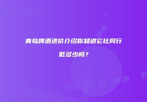 青岛啤酒进价介绍你知道它比同行低多少吗？