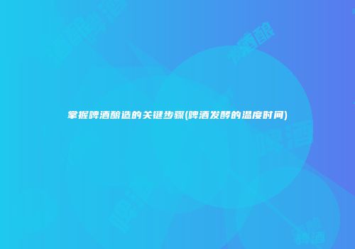 掌握啤酒酿造的关键步骤(啤酒发酵的温度时间)
