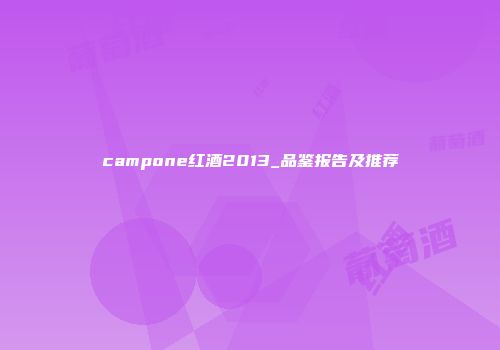 campone红酒2013_品鉴报告及推荐