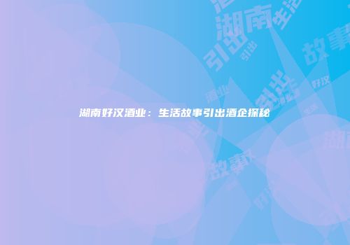湖南好汉酒业：生活故事引出酒企探秘