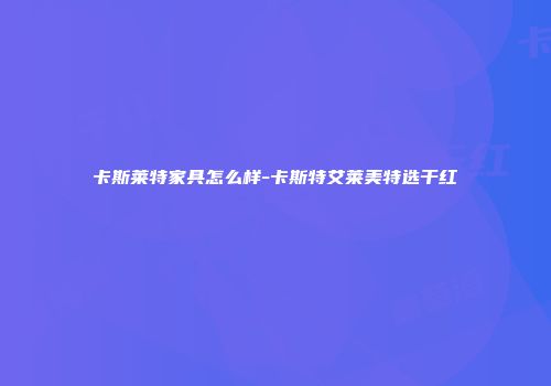 卡斯莱特家具怎么样-卡斯特艾莱美特选干红