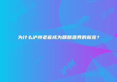 为什么泸州老窖成为精酿酒界的新宠？