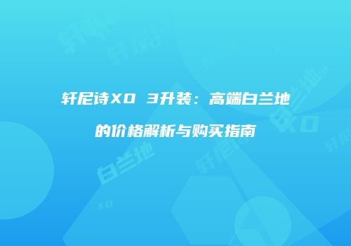 轩尼诗XO 3升装：高端白兰地的价格解析与购买指南