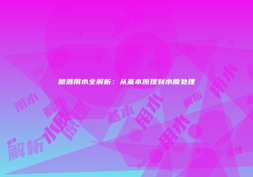 酿酒用水全解析：从基本原理到水质处理