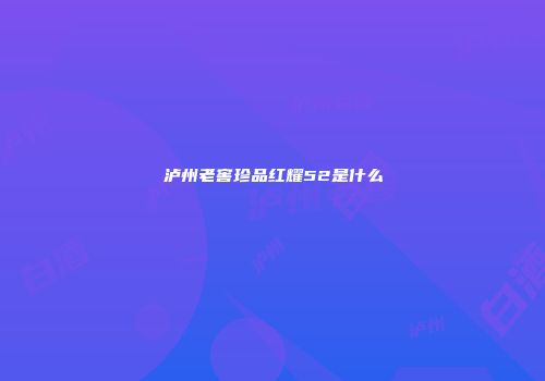 泸州老窖珍品红耀52是什么