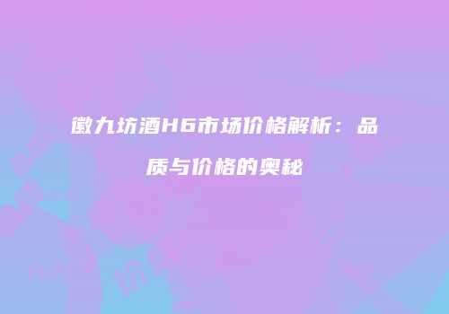徽九坊酒H6市场价格解析：品质与价格的奥秘