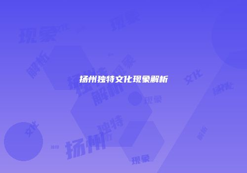 扬州独特文化现象解析
