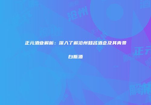 正元酒业解析：深入了解沧州知名酒企及其青景白瓶酒