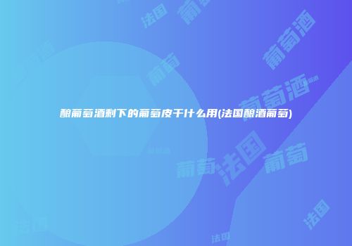 酿葡萄酒剩下的葡萄皮干什么用(法国酿酒葡萄)