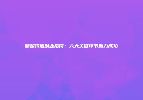 精酿啤酒创业指南：六大关键环节助力成功