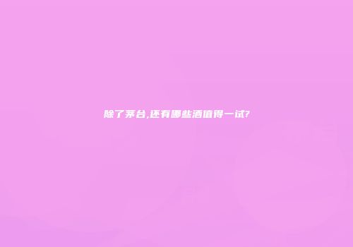 除了茅台,还有哪些酒值得一试?