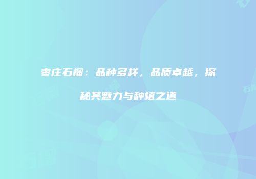 枣庄石榴：品种多样，品质卓越，探秘其魅力与种植之道