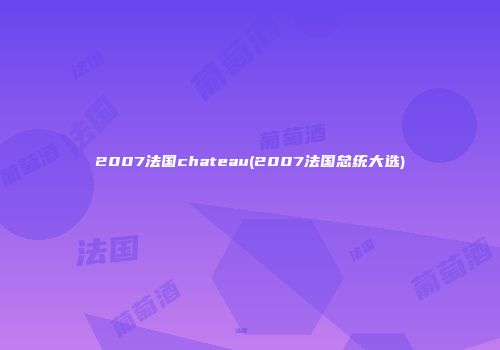 2007法国chateau(2007法国总统大选)