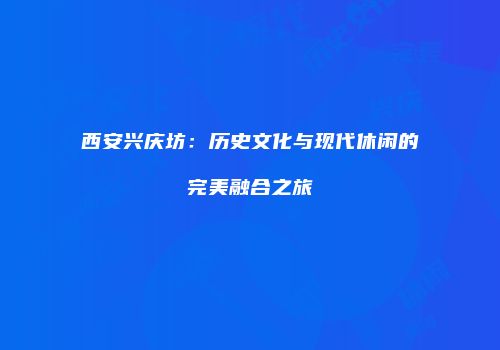 西安兴庆坊：历史文化与现代休闲的完美融合之旅