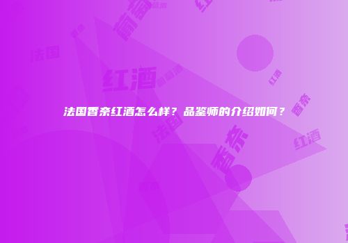 法国香奈红酒怎么样？品鉴师的介绍如何？