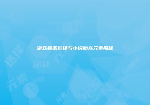 游戏装备选择与小说魔龙元素探秘