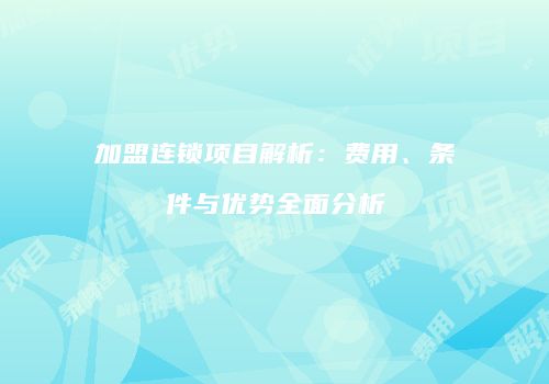 加盟连锁项目解析：费用、条件与优势全面分析