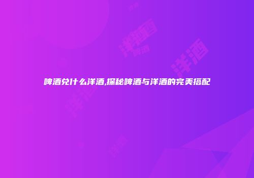 啤酒兑什么洋酒,探秘啤酒与洋酒的完美搭配