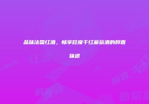 品味法国红酒，畅享旺度干红葡萄酒的醇香味道