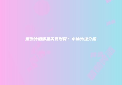 精酿啤酒哪里买最划算？小编为您介绍